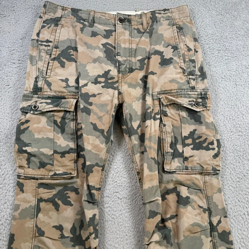 Levis Mens‎ Camo Cargo Pants Tan Green Brown 100% Cotton Size 32x28